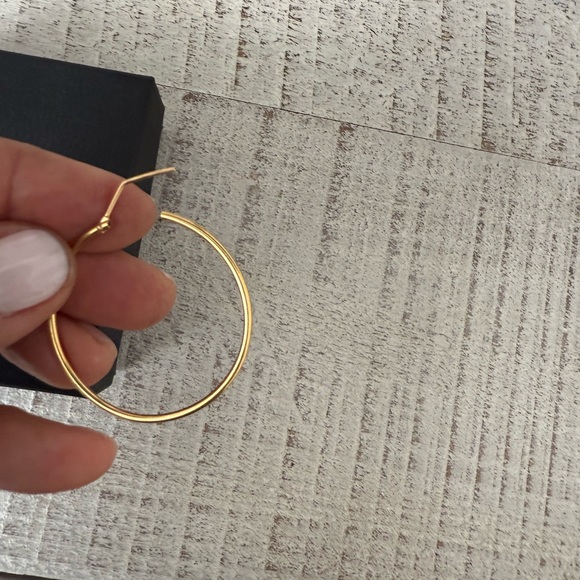 14k gold Hoop earrings. 3.5 inches. - Picture 3 of 3